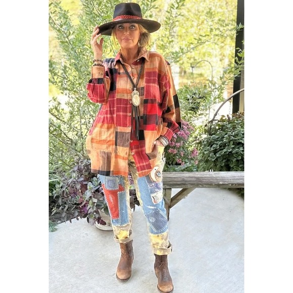 Jaded Gypsy Tops - Jaded Gypsy Harvest Moon Flannel Size L/XL